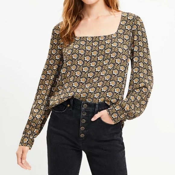 LOFT Garden Square Neck Blouse M 2021 - Picture 1 of 7
